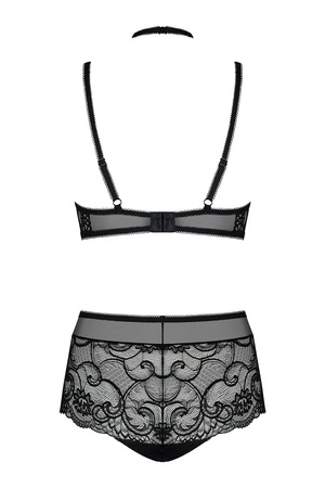 Obsessive Elizenes 2-pcs set Nocna komplet biustonosz + figi, czarny