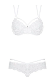 Obsessive 860-SET-2 Nocna komplet biustonosz + stringi, biały