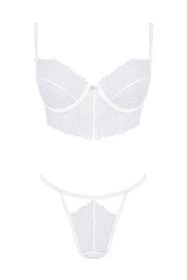 Obsessive Bianelle set Nocna komplet biustonosz + stringi, biały