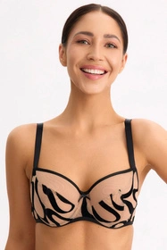 Bella Misteria 68-156 Czarny Agat Biustonosz miękki, czarno-beżowy