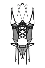 Obsessive Dominna corset & crotchless thong Gorset sexy, black