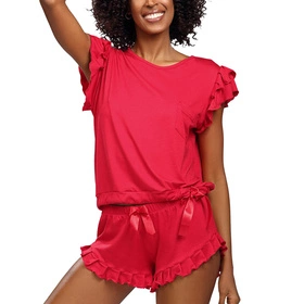 Dkaren Lulu Nocna komplet koszulka + szorty, czerwony