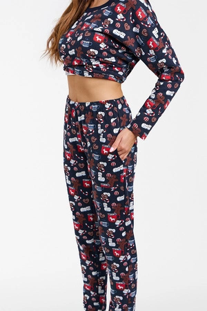 Italian Fashion Cookies dł.r. dł.sp. Nocna piżama, druk/granat