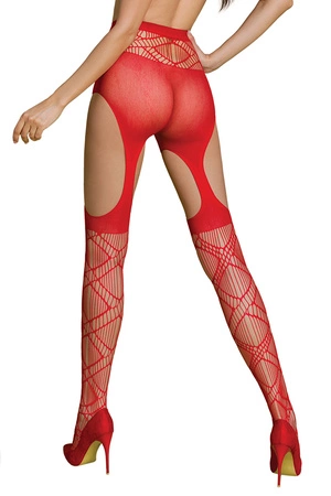 Passion ECO S005 Wyrób pończoszniczy pończochy z pasem, red