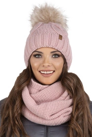 Vivisence 7014 Kmpl+R Komplet czapka+komin+rękawiczki, pudrowy róż