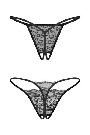 Obsessive Bianca 2-pack crotchless thong Majtki stringi otwarte, czarny