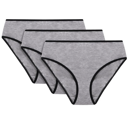Vivisence 4016 3-pack Majtki figi, gumka czarna: szary