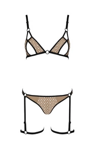 Passion Gabi set Nocna komplet biustonosz + stringi, black