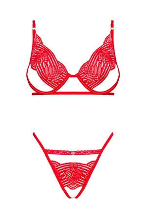 Obsessive Mellania set Nocna komplet biustonosz + figi, czerwony