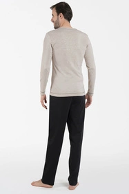 Italian Fashion Zermat dł.r. dł.sp. Nocna piżama, beż melanż/czarny