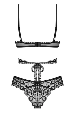 Obsessive Blomentis 2-pcs set Nocna komplet biustonosz + szorty, czarny