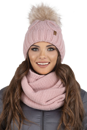 Vivisence 7014Kmpl Komplet czapka+komin, pudrowy r�