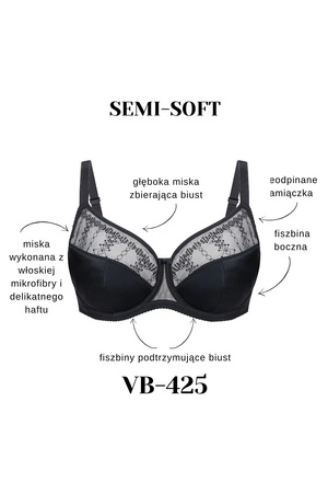 Vena VB-425 Biustonosz półusztywniany, czarny