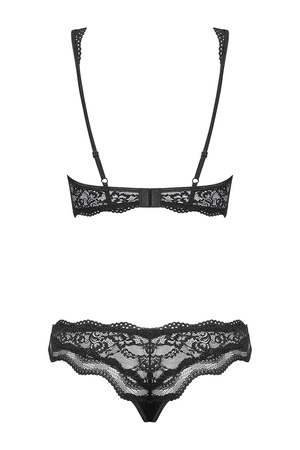 Obsessive Luvae set Nocna komplet biustonosz + stringi, czarny