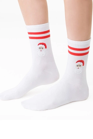 Steven Merry Christmas 136 Skarpety za kostkę, biały-mikołaj