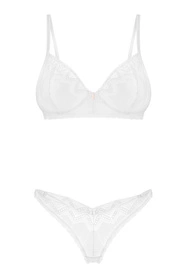 Obsessive Alissium 2-pcs set Nocna komplet biustonosz + stringi, white