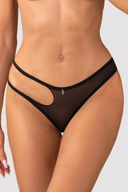 Obsessive Saturis crotchless thong Majtki stringi otwarte, czarny