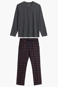 Atlantic NMP-375 Nocna piżama, szary melanż/granat/czerwony