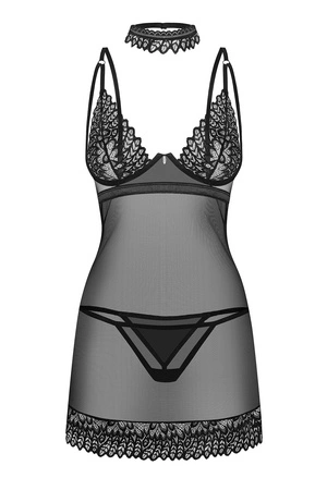 Obsessive Donarella chemise Nocna komplet koszulka + stringi, black