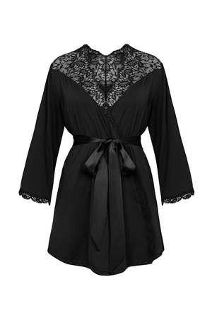 Obsessive Bellastia peignoir Nocna peniuar, czarny