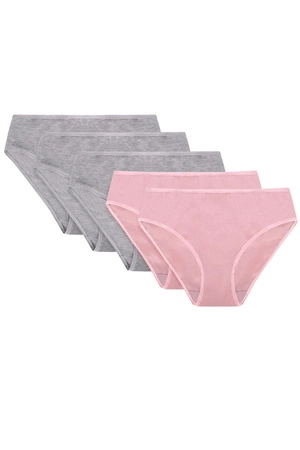 Vivisence 4016 5-pack Majtki figi, gumka szara: szary/szary/szary/ gumka różowa: różowy/różowy