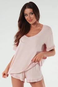 Italian Fashion Puntini kr.r. kr.sp. Nocna piżama, druk/pudrowy róż