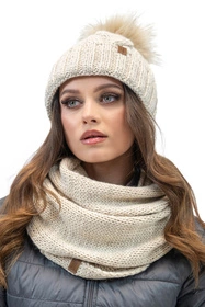 Vivisence 7014Kmpl Komplet czapka+komin, beżowy jasny