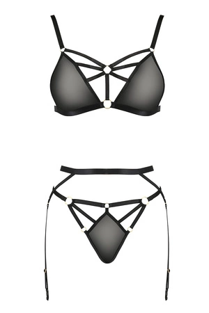 Passion Meggy set Nocna komplet biustonosz + stringi, black