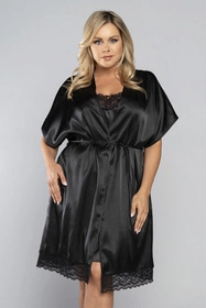 Italian Fashion Dotyk kr.r Nocna szlafrok, czarny