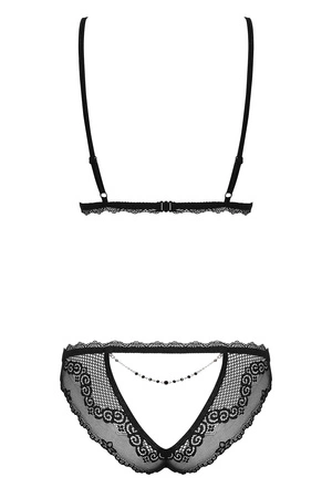 Obsessive Millagro 2-pcs set Nocna komplet biustonosz + stringi, czarny