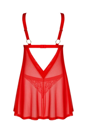 Obsessive Elianes babydoll Nocna komplet koszulka + stringi, czerwony