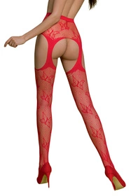 Passion ECO S001 Wyrób pończoszniczy pończochy z pasem, red