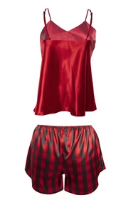 Dkaren DK-KK-016 Nocna komplet top + szorty, czerwony-krata