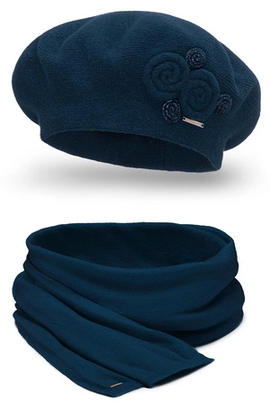 Vivisence 7037Kmpl Komplet beret+szalik, granatowy