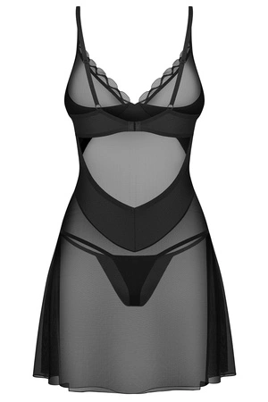 Obsessive Stelisa chemise Nocna komplet koszulka + stringi, czarny