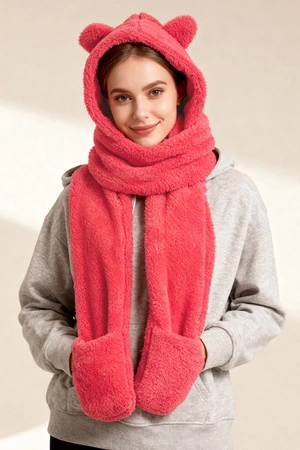 Vivisence 70107 Nakrycie głowy kaptur, malinowy