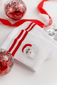 Steven Merry Christmas 136 Skarpety za kostkę, biały-mikołaj