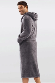 Dkaren 130 z kapturem Nocna szlafrok, szary