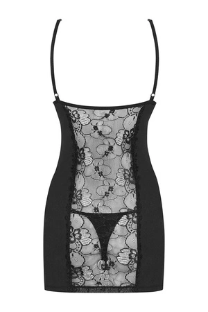 Obsessive Heartina chemise Nocna komplet koszulka + stringi, czarny