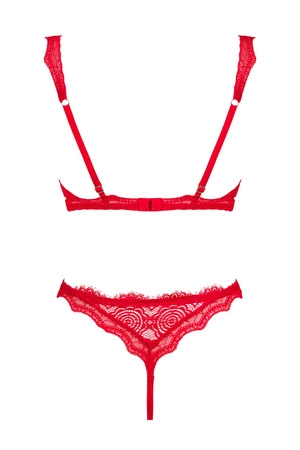 Obsessive Bergamore 2-pcs set Nocna komplet biustonosz + stringi, czerwony
