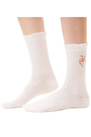 Steven 017 Planeta Ziemia Skarpety za kostkę, ecru 036