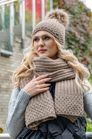 Vivisence 7016Kmpl Komplet czapka+szalik, beżowy