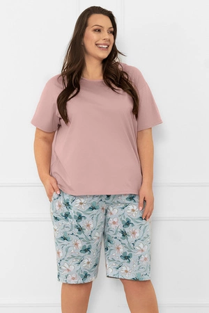 Italian Fashion Perlis kr.r. sp.1/2 Nocna piżama, róż pudrowy/druk