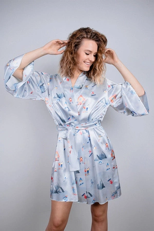 Dkaren DK-P-015 Nocna peniuar, biały-wzór