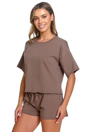 Doctor Nap SET.7450 Nocna komplet top + szorty, mocha mousse
