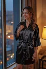 Vivisence 5033 Nocna szlafrok, czarny