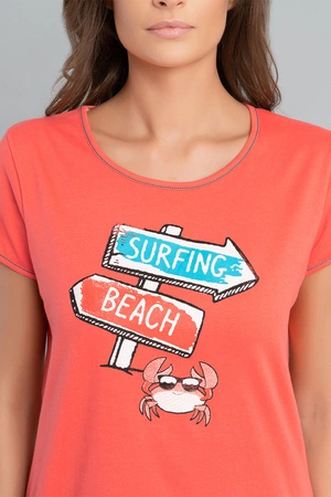 Italian Fashion Oceania kr.r. kr.sp. Nocna piżama, koral/druk