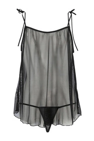 Passion Melania chemise Nocna komplet koszulka + stringi, black