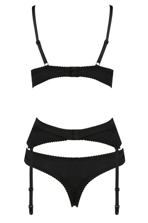 Avanua Hanan set Nocna komplet biustonosz + stringi + pas do pończoch, black