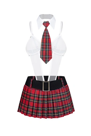 Obsessive College Girl 5-pcs costume Nocna sexy kostium, red